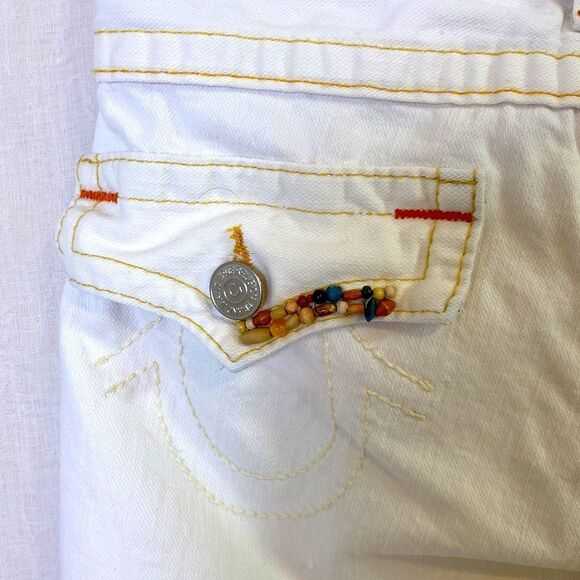 True Religion Jean Size 2 Embroidered Tan Bermuda Shorts - Picture 12 of 13
